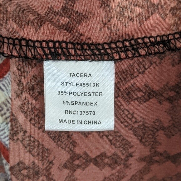 Tacera Dress XL Stretch Geometric Chevron Red Burgundy Tan Navy Pullover X Large - Picture 5 of 6